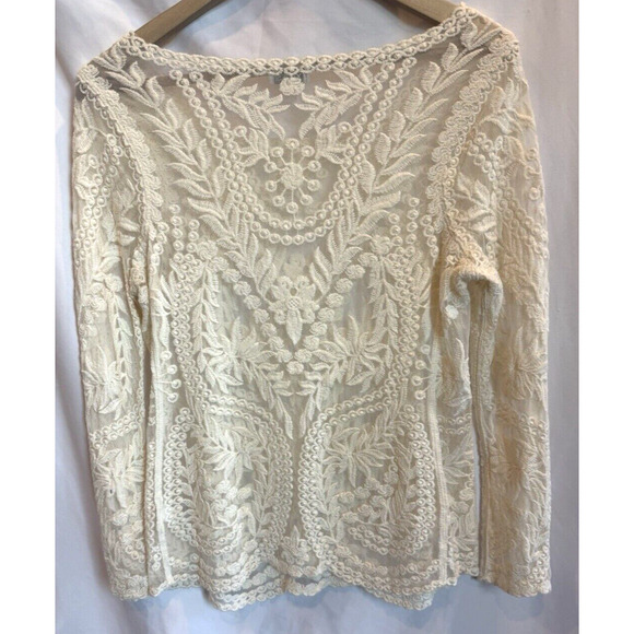 VTG Womens Lace Coquette Express Top Size S Embroidered Floral Dainty Feminine - Picture 11 of 16